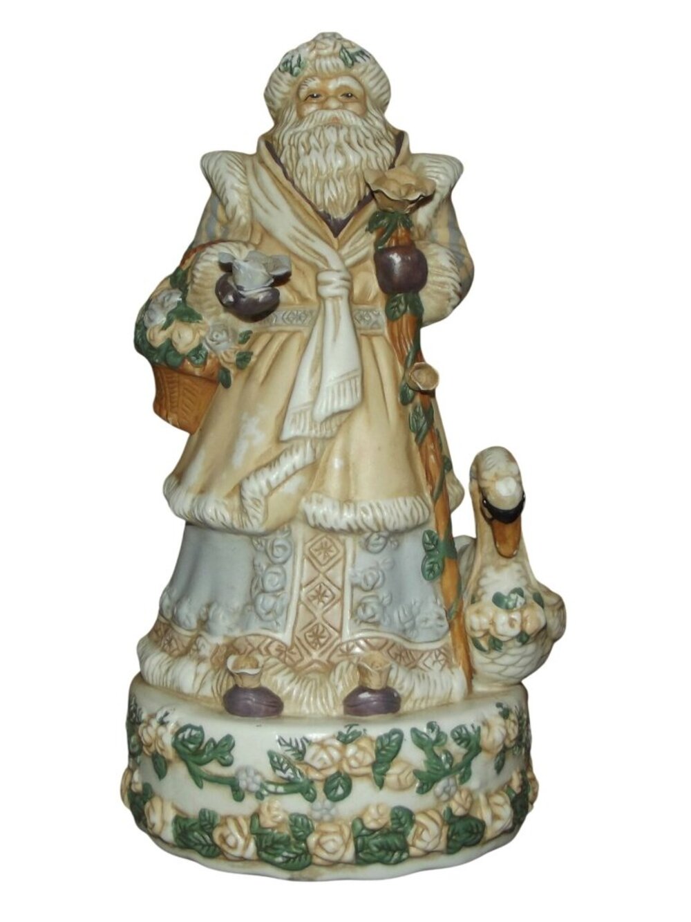 Vtg Victorian Santa Claus Musical Ceramic Father Christmas 10" music box